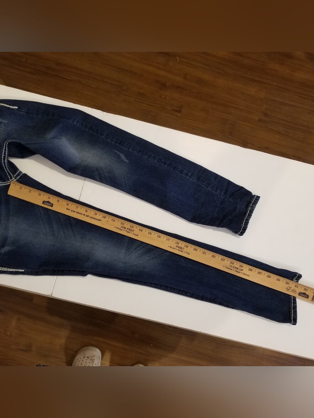 Rock&Roll Cowgirl Jeans 30x32 Actual 31x31 Skinny Low Rise Blue Denim Distressed - Picture 8 of 10